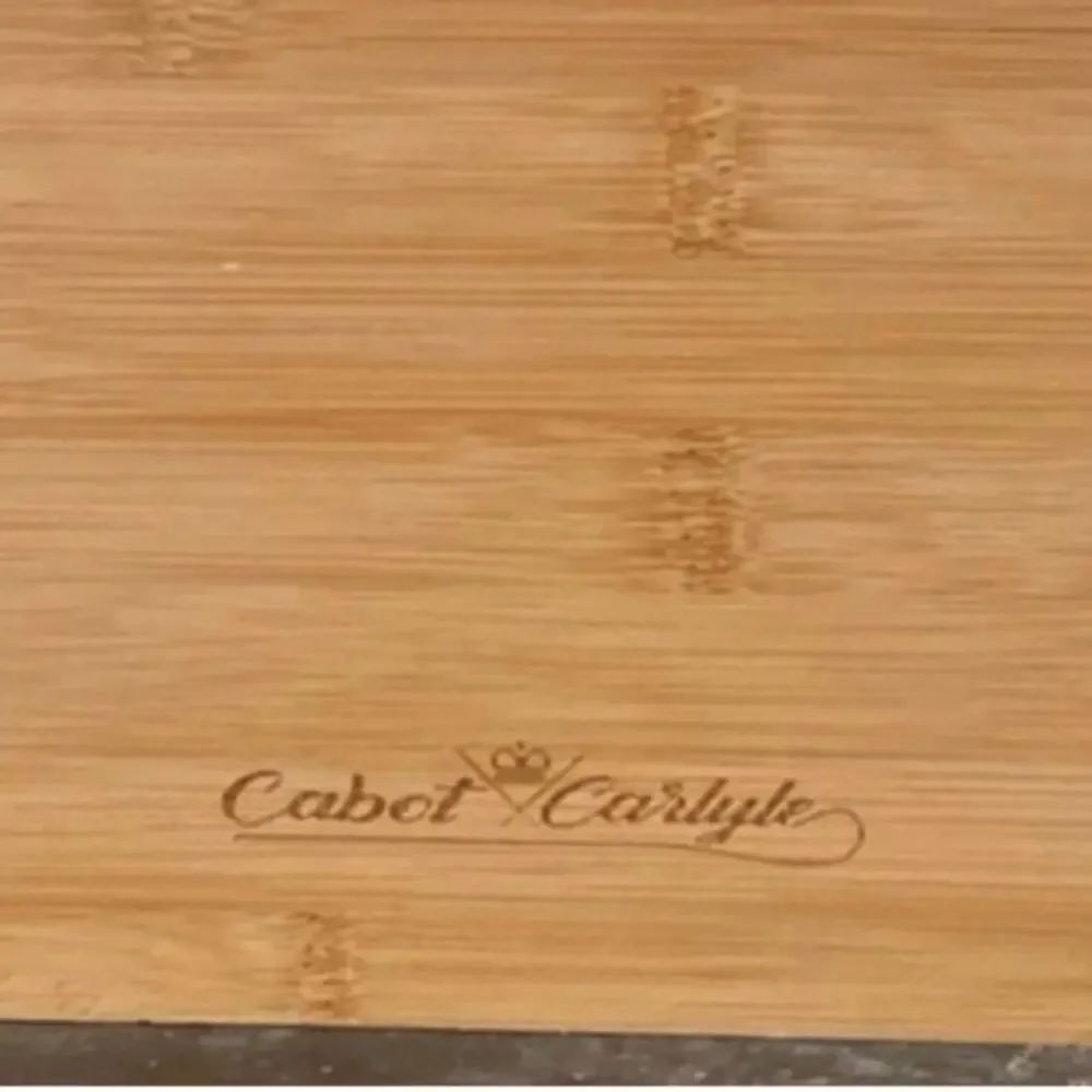 Cabot & Carlyle Natural Bamboo Wood Trash Can Wastebasket Rectangular Bathroom